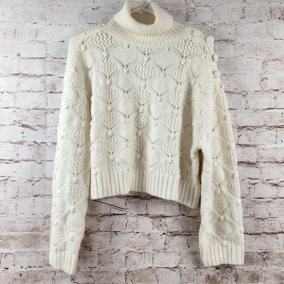 Line & Dot Shirley Turtle Neck Sweater in Ivory Small NWT - Picture 3 of 9